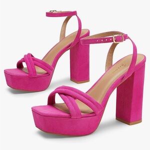 Atomic New Women’s Size 10.5 Platform Chunky Heels Fuchsia Pink 4.5”in.Heels.